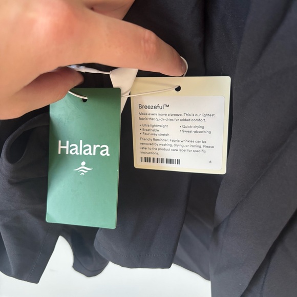 Halara Breezeful V Neck Short Sleeve Side Pocket Tie Back Quick Dry Midi Dress - Picture 11 of 13